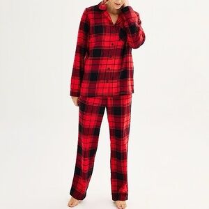 Sonoma Buffalo Plaid Flannel PJ Pajama Set NEW Red Black Large